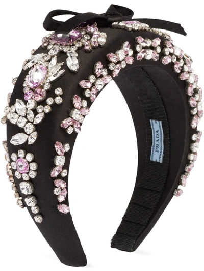 Shop Prada Embellished Headband In Black