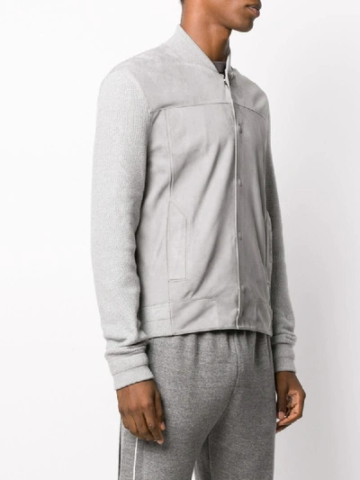 Shop Ermenegildo Zegna Knitted Sleeved Bomber Jacket In Grey