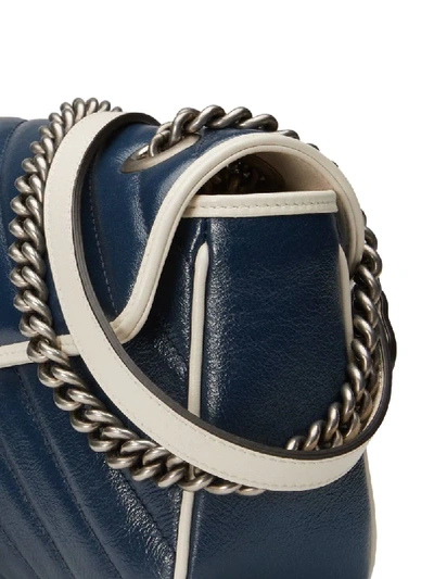 Shop Gucci Gg Marmont Shoulder Bag In Blue