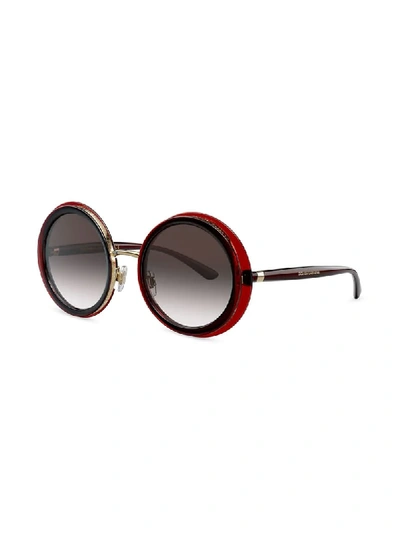 Shop Dolce & Gabbana Oversize Round Framed Sunglasses In Red