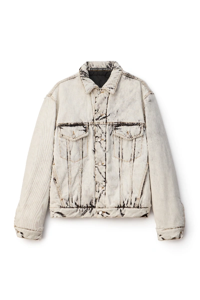 Shop Alexander Wang Padded Denim Trucker Jacket In Acid White