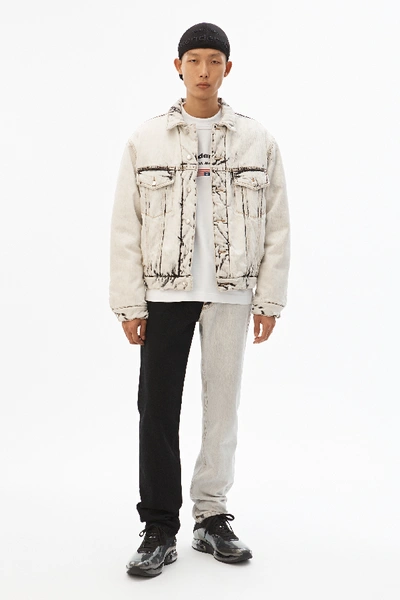 Shop Alexander Wang Padded Denim Trucker Jacket In Acid White