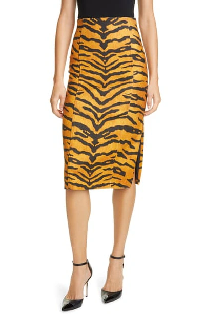 Shop Adam Lippes Tiger Print Stretch Pencil Skirt