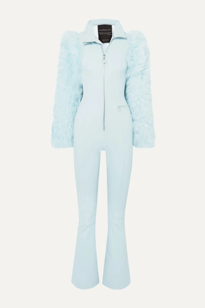 Shop Cordova Chamonix Shearling-paneled Stretch Ski Suit In Light Blue