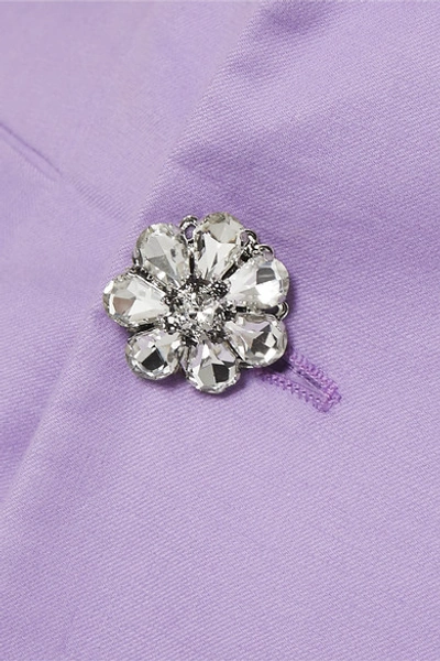 Shop Attico Crystal-embellished Cotton-twill Mini Dress In Lilac