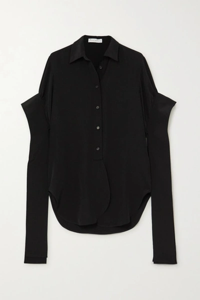 Shop Jw Anderson Draped Silk Crepe De Chine Shirt In Black