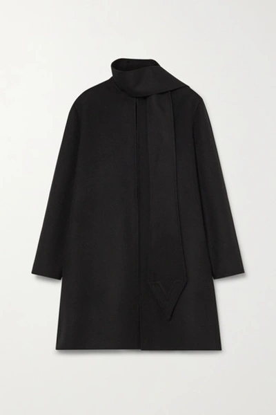 Shop Valentino Draped Wool And Cashmere-blend Felt Coat In Black