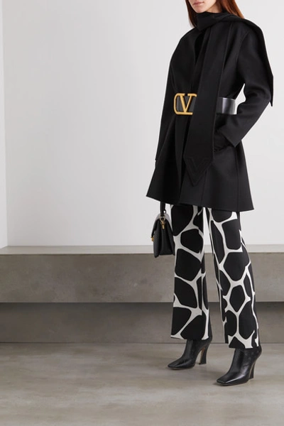 Shop Valentino Draped Wool And Cashmere-blend Felt Coat In Black