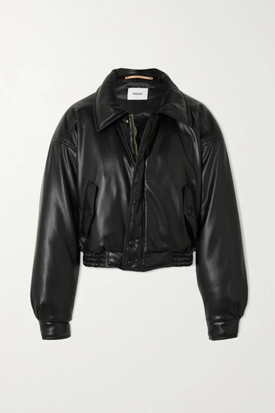 Shop Nanushka Bomi Vegan Leather Bomber Jacket In Black