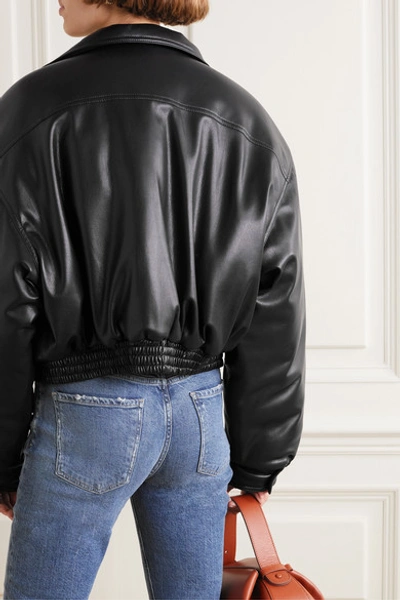 Shop Nanushka Bomi Vegan Leather Bomber Jacket In Black