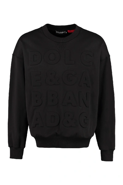 Shop Dolce & Gabbana Logo Detail Cotton Sweatshirt In Black
