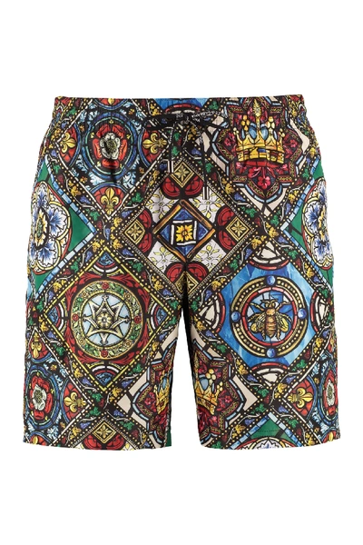 Shop Dolce & Gabbana Printed Swim Shorts In Multicolor
