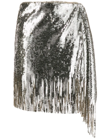 Shop Pinko Ratatouille Skirt Paillettes In Argento Metallizzato