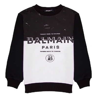 Shop Balmain Sweatshirt In Ne White/black