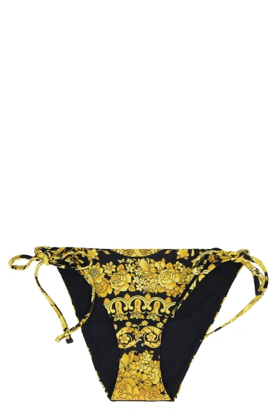 Shop Versace Tie Side Bikini Hipster In Black