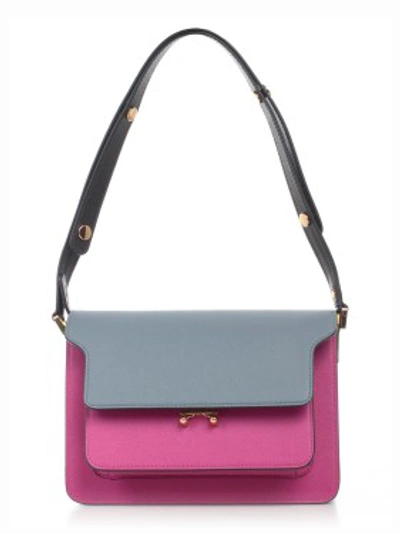 Shop Marni Trunk Colour-block Shoulder Bag In Pink