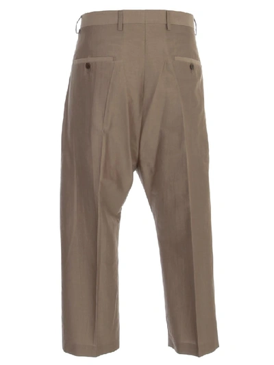 Shop Rick Owens Cotton-and-silk Cropped Trousers In Brown