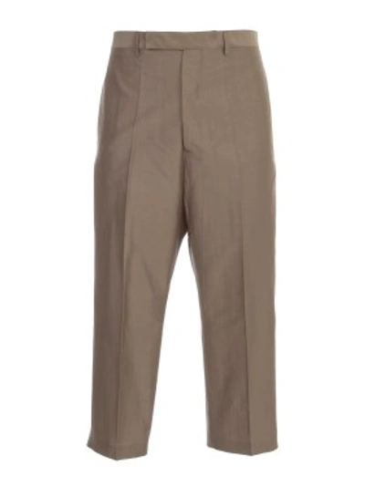 Shop Rick Owens Cotton-and-silk Cropped Trousers In Brown