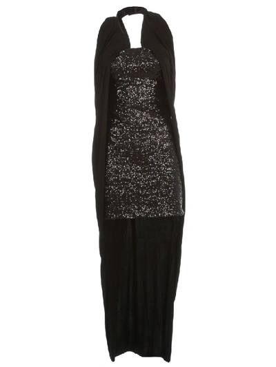 Shop Balmain Embellished Halterneck Dress In Black
