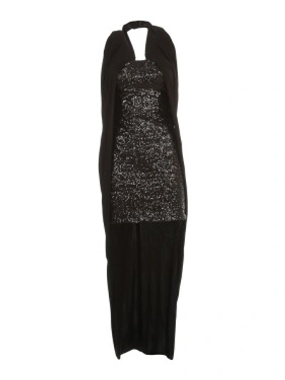 Shop Balmain Embellished Halterneck Dress In Black