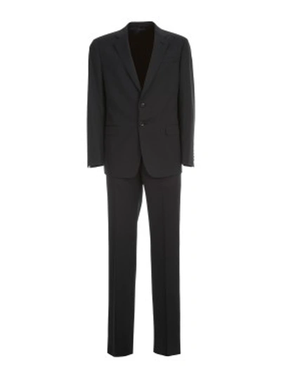 Shop Giorgio Armani Single-breasted Suit In Black