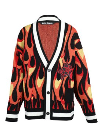 Shop Palm Angels Flame Cardigan In Black