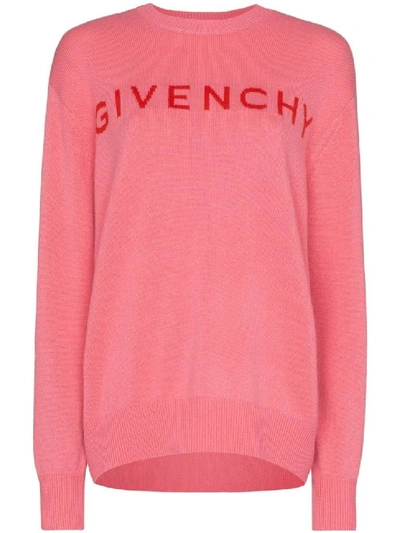 Shop Givenchy Pink Logo Cashmere Sweater