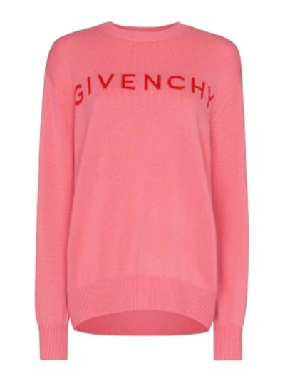Shop Givenchy Pink Logo Cashmere Sweater