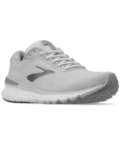 Shop Brooks Women's Adrenaline Gts 20 Running Sneakers From Finish Line In White/grey/silver