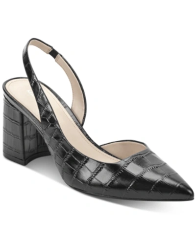 Shop Marc Fisher Cayleen Slingback Pumps Women's Shoes In Black Croco