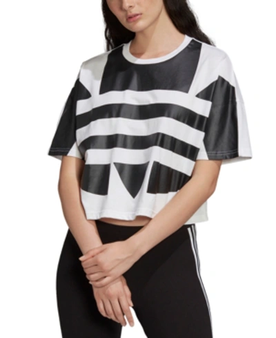 Shop Adidas Originals Women's Cotton Logo T-shirt In White/black