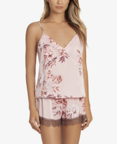 Shop Midnight Bakery Sloan Print Satin Cami And Short Set In Pink