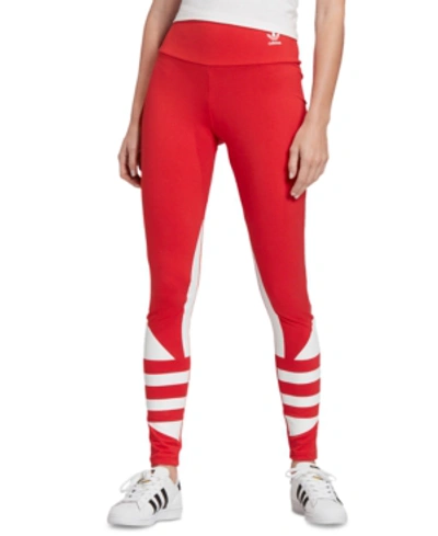 Shop Adidas Originals Adidas Women's Colorblocked Logo Leggings In Lush Red/white