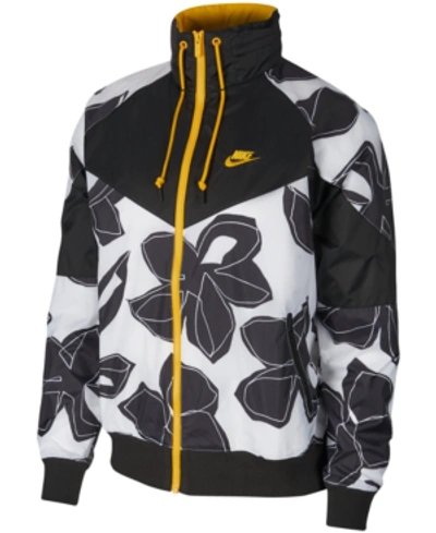 Shop Nike Men's Sportswear Windrunner Floral-print Jacket In White/unig