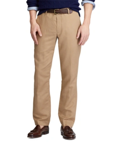 Shop Polo Ralph Lauren Men's Big & Tall Straight Fit Linen-blend Pants In Desert Khaki