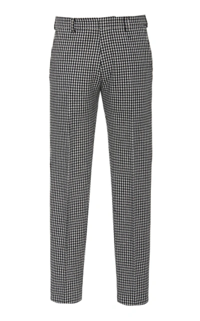 Shop Ami Alexandre Mattiussi Houndstooth Wool-blend Straight-leg Pants In Black/white