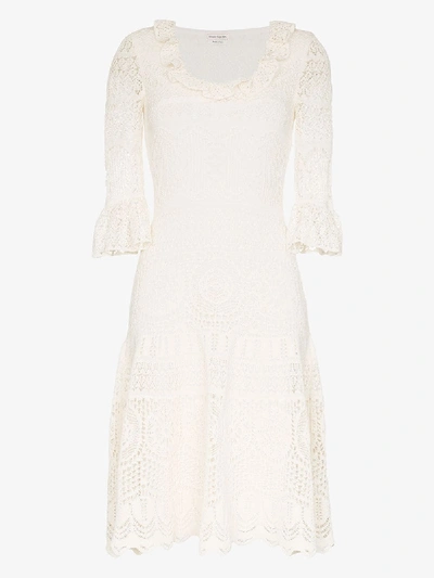 Shop Alexander Mcqueen Crochet Frilled Dress In White