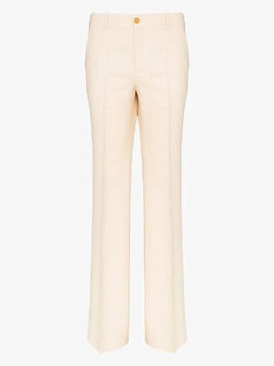 Shop Gucci High-waisted '70s Flared Trousers In Neutrals