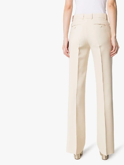 Shop Gucci High-waisted '70s Flared Trousers In Neutrals