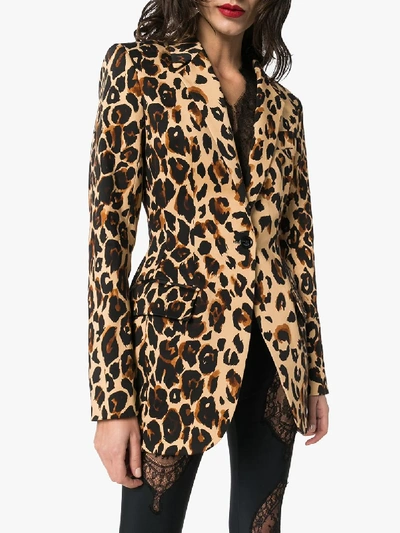 Shop Mugler Leopard Print Blazer In Black