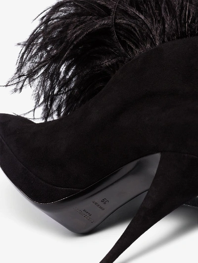 Shop Saint Laurent Black Zizi 110 Feather Suede Ankle Boots