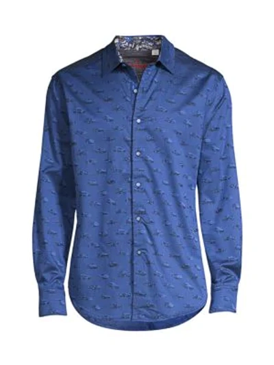 Shop Robert Graham Winners Circle Car Print Sport Shirt In Sapphire