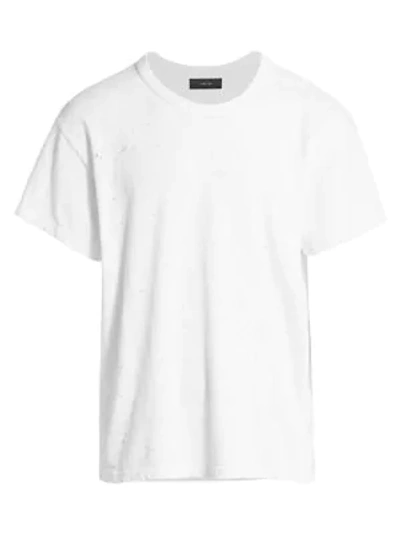 Shop Amiri Shotgun Distressed Cotton T-shirt In White