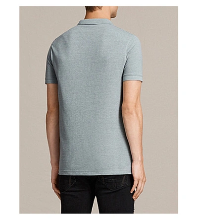 Shop Allsaints Parlour Cotton-blend Polo-shirt* In Chrome Blue Ma