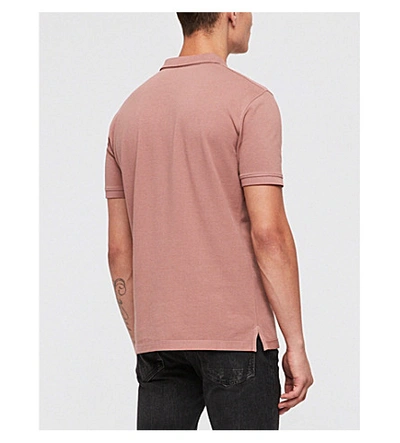 Shop Allsaints Parlour Cotton-blend Polo-shirt* In Clayred