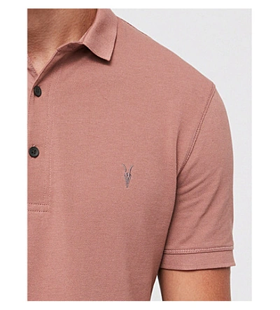Shop Allsaints Parlour Cotton-blend Polo-shirt* In Clayred