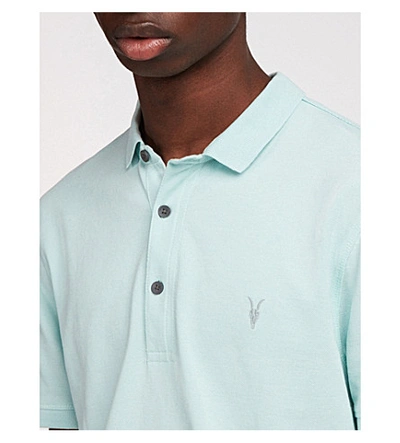 Shop Allsaints Parlour Cotton-blend Polo-shirt* In Isle Green