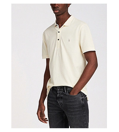 Shop Allsaints Parlour Cotton-blend Polo-shirt* In Soft Yellow