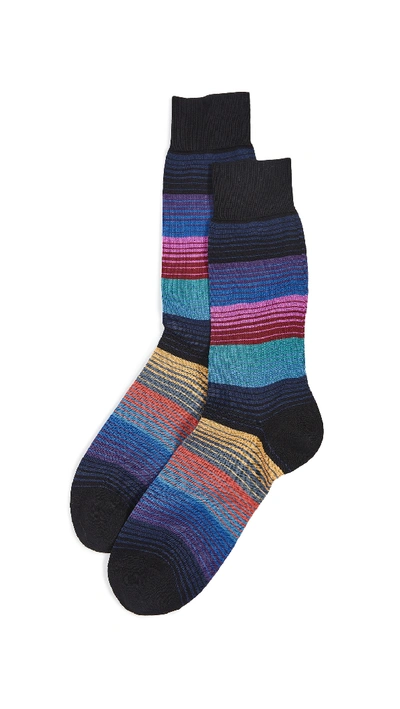 Shop Paul Smith Lenzo Stripe Socks In Green Multi