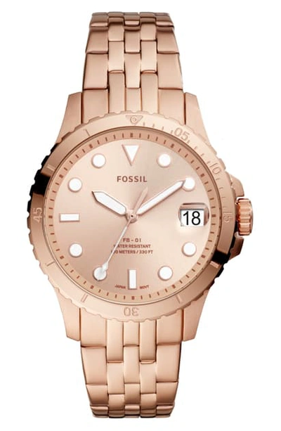 Shop Fossil Fb-01 Bracelet Watch, 36mm In Rose Gold